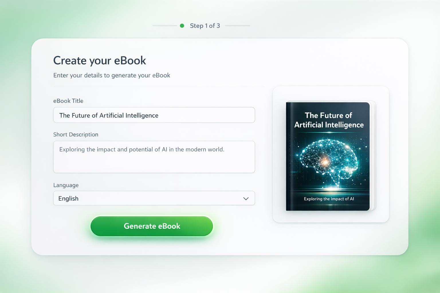 Enter ebook title and details